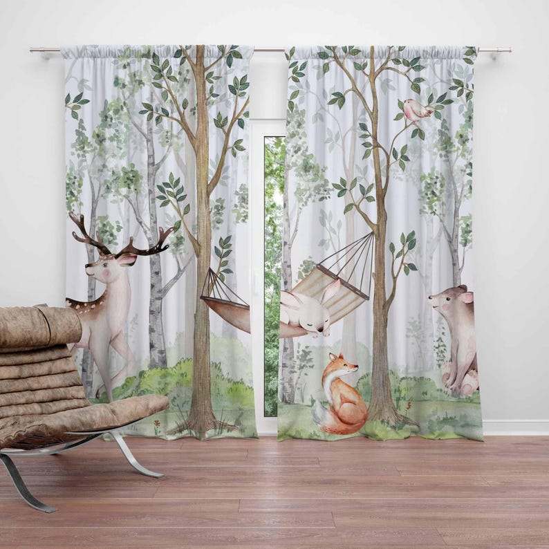Baby Nursery Curtains - Лесные шторы с животными, детские шторы
