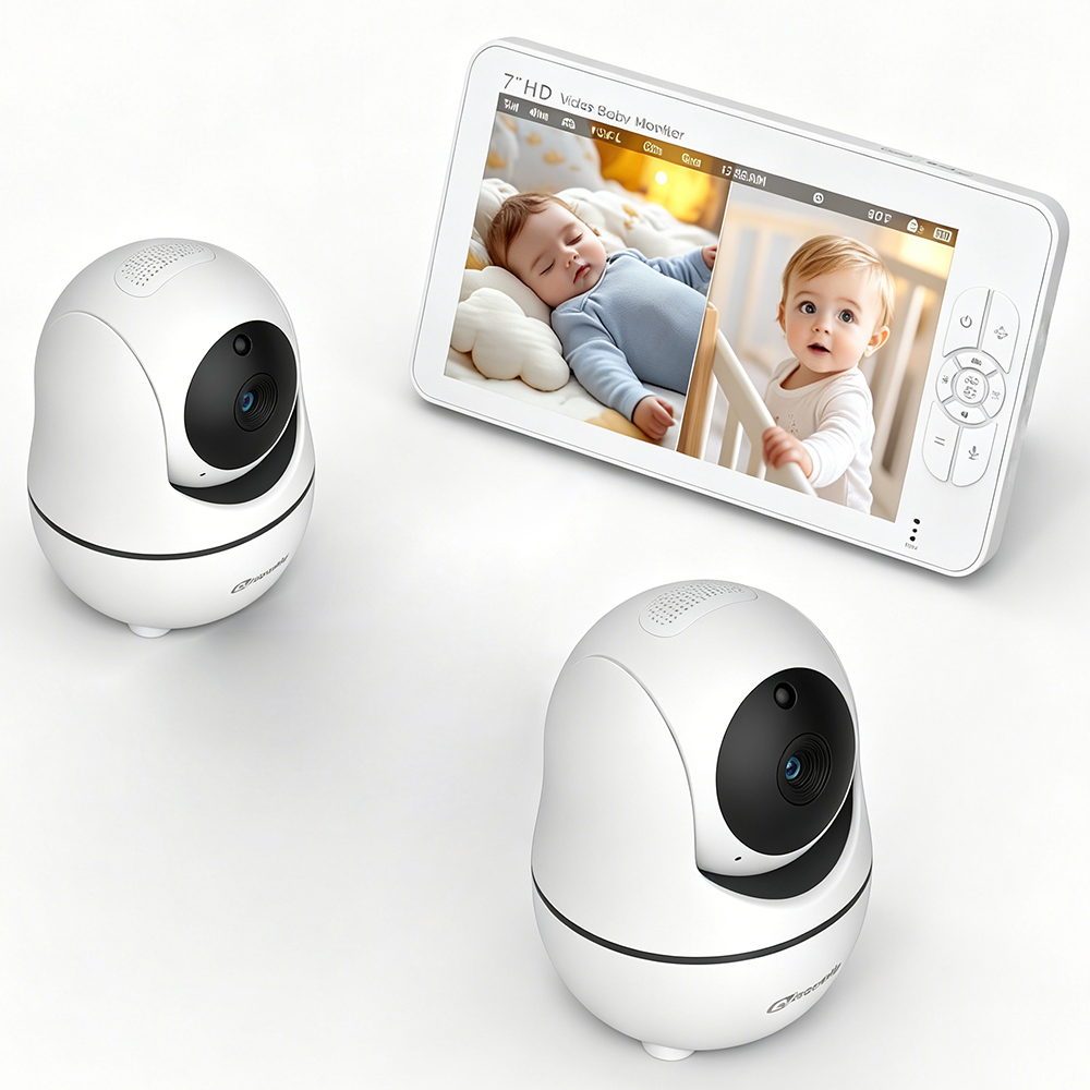 Baby Monitor Split Screen - 7-дюймовый HD видеоняня с разделенным экраном,