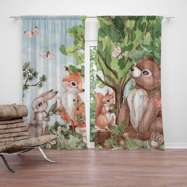 Baby Nursery Curtains - Шторы с лесными животными, детские шторы
