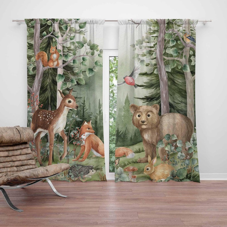Baby Nursery Curtains - Шторы с лесными животными, детская комната,