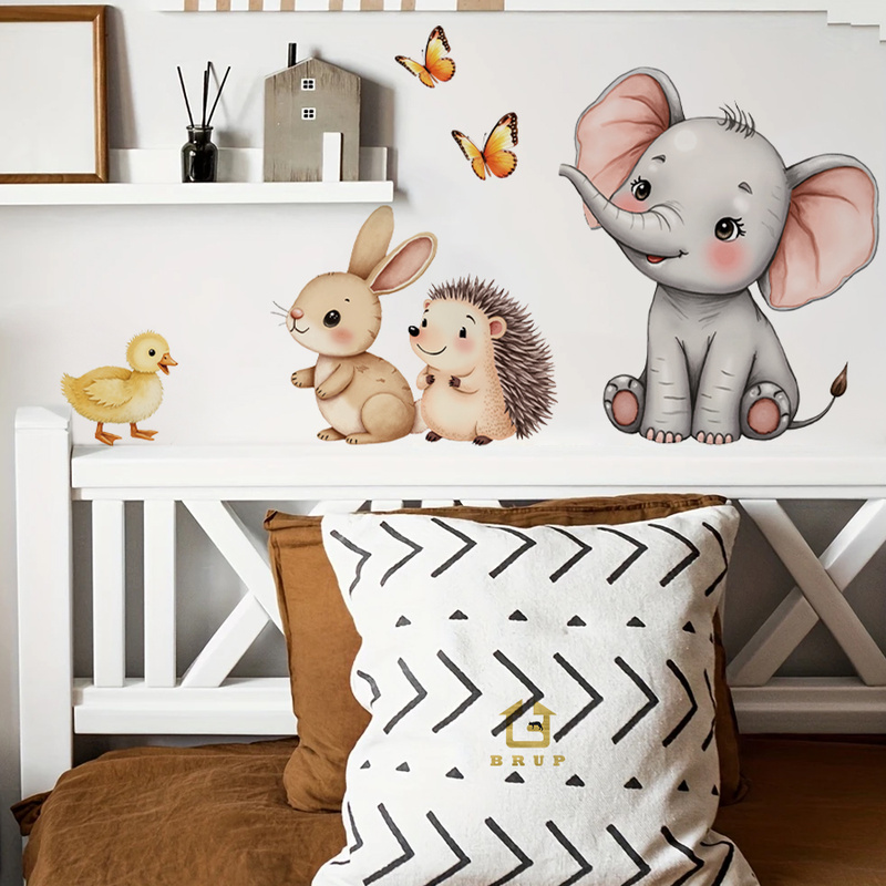Baby Nursery Pictures - Наклейка на стену с мультяшными животными-Слон