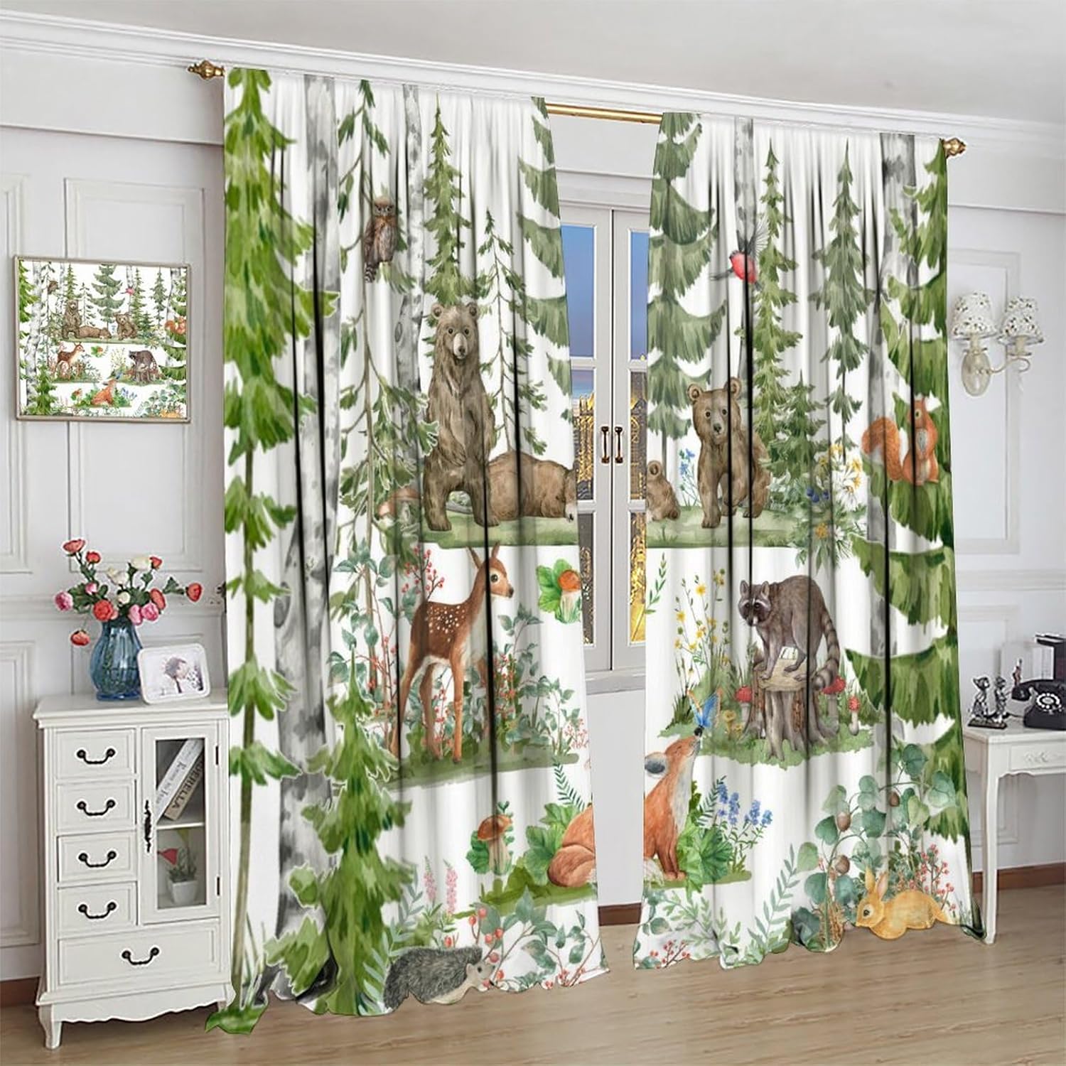 Baby Nursery Curtains - Шторы с лесными животными для детей,