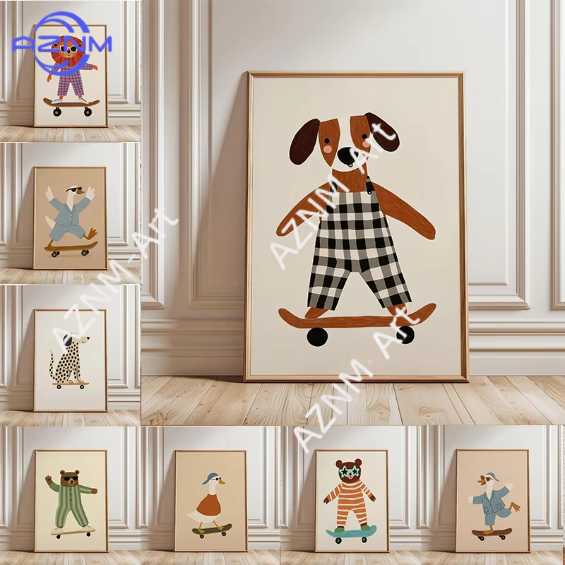 Baby Nursery Paintings - 1 шт. Забавный постер с животными
