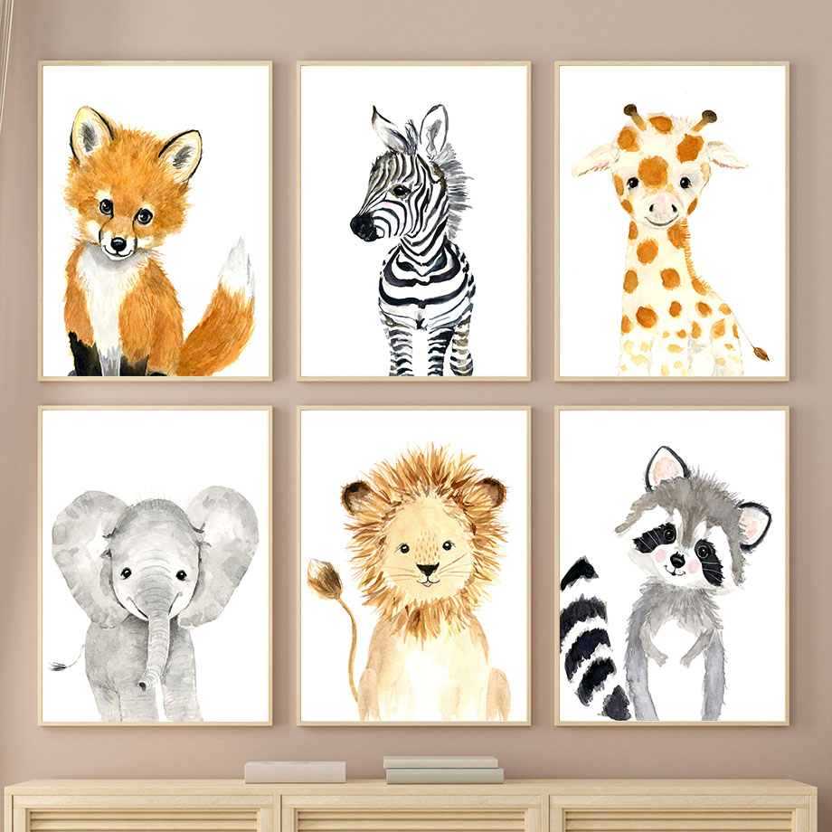 Baby Zebra Nursery - Постеры в стиле бохо с енотом,