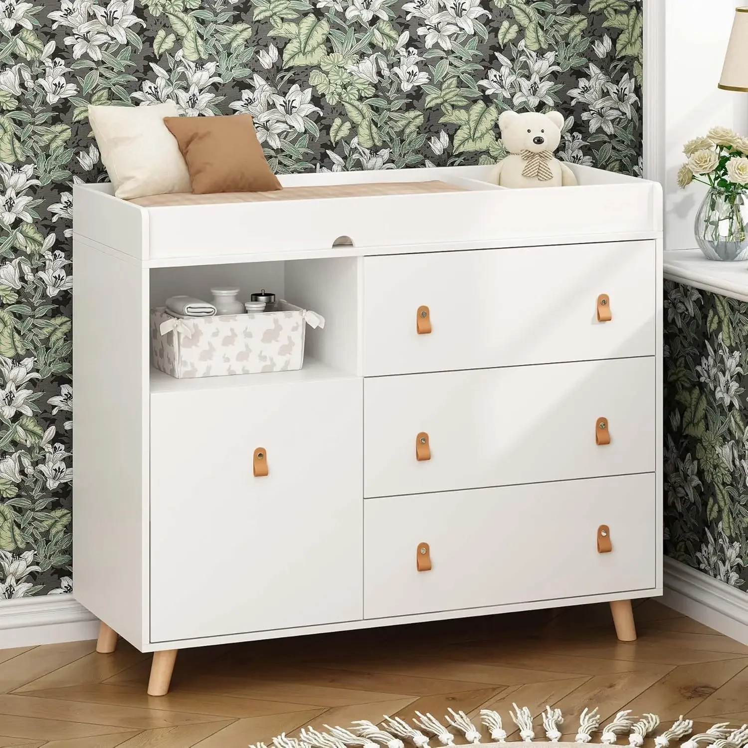 Baby Nursery Chest Of Drawers - Детский комод-пеленальный столик с ящиками, полкой