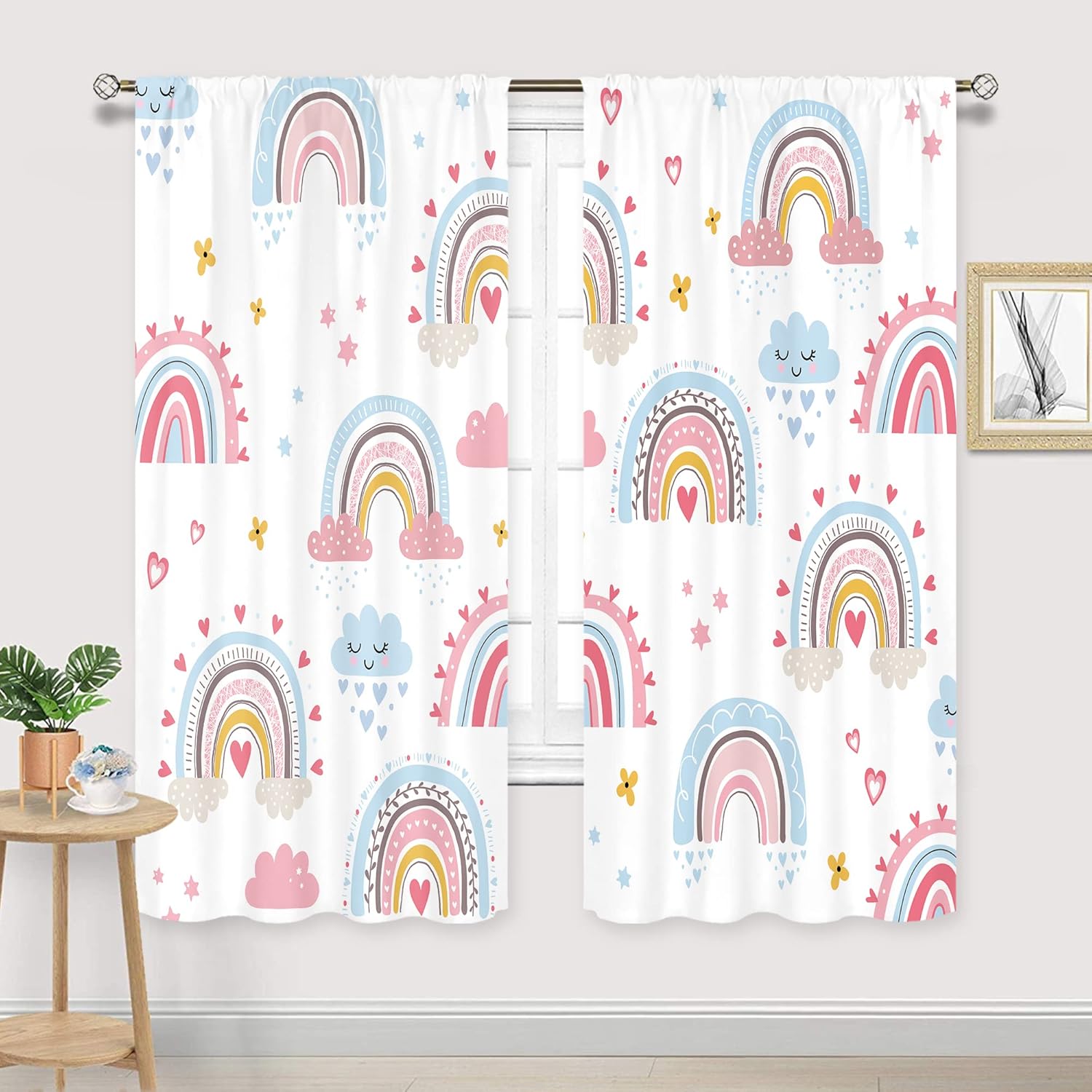 Baby Nursery Curtains - Розовые Радужные шторы в стиле бохо