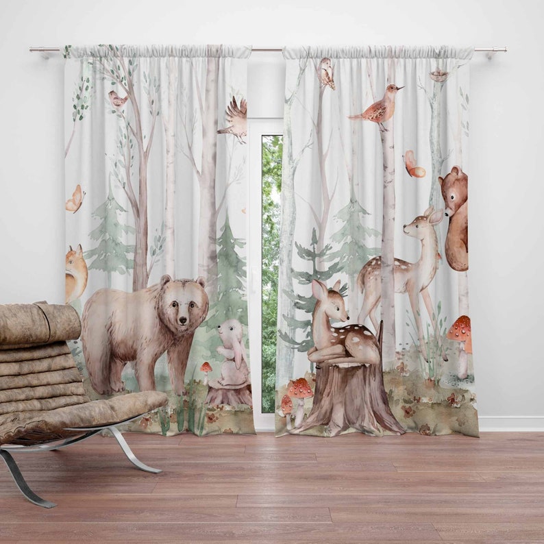 Baby Nursery Curtains - Шторы с лесными животными, детские шторы