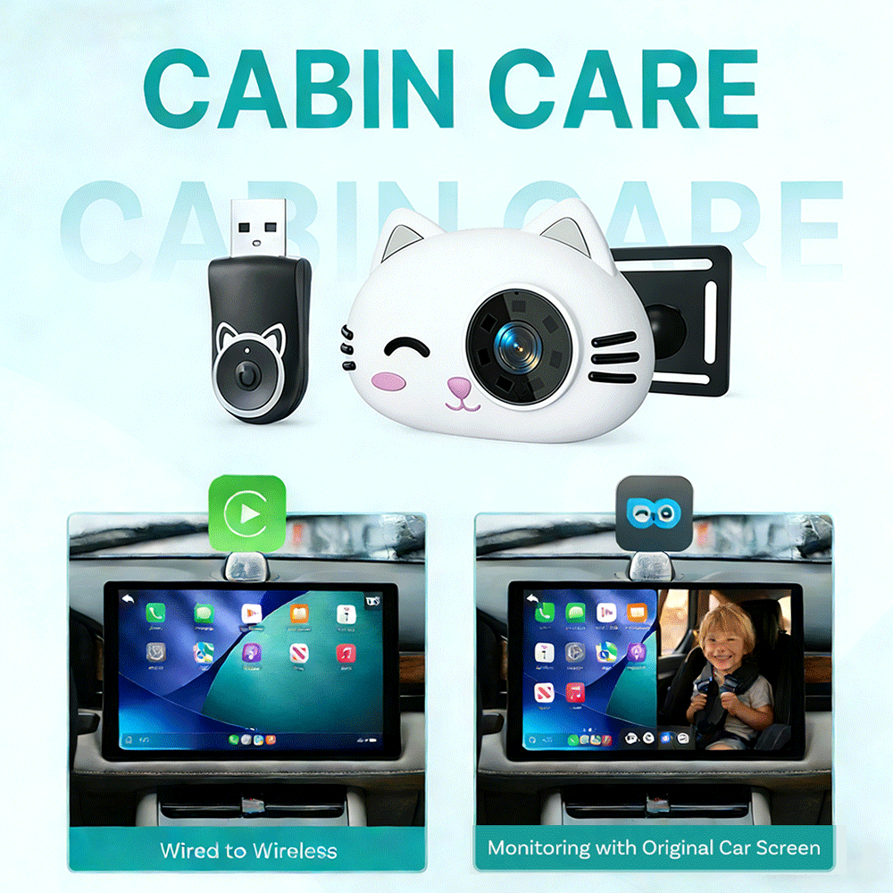 Baby Monitor Split Screen - Беспроводной адаптер CarPlay Cabin Care с