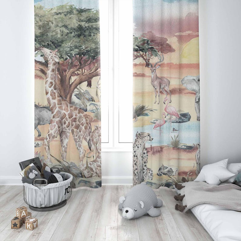 Занавеска с животными в стиле  – обзор и цена Baby Nursery Curtains