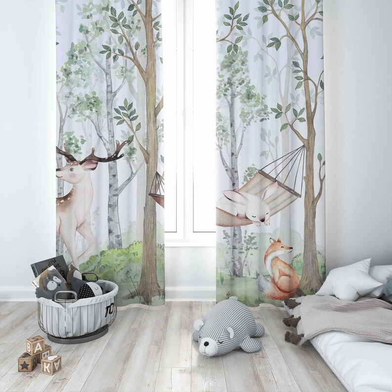 Лесные шторы с животными, детс – обзор и цена Baby Nursery Curtains