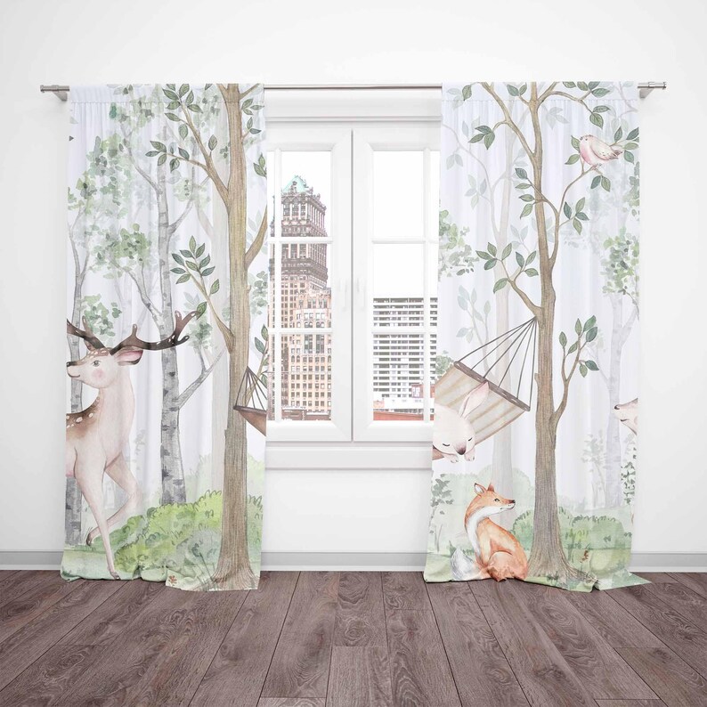 Лесные шторы с животными, детс – обзор и цена Baby Nursery Curtains
