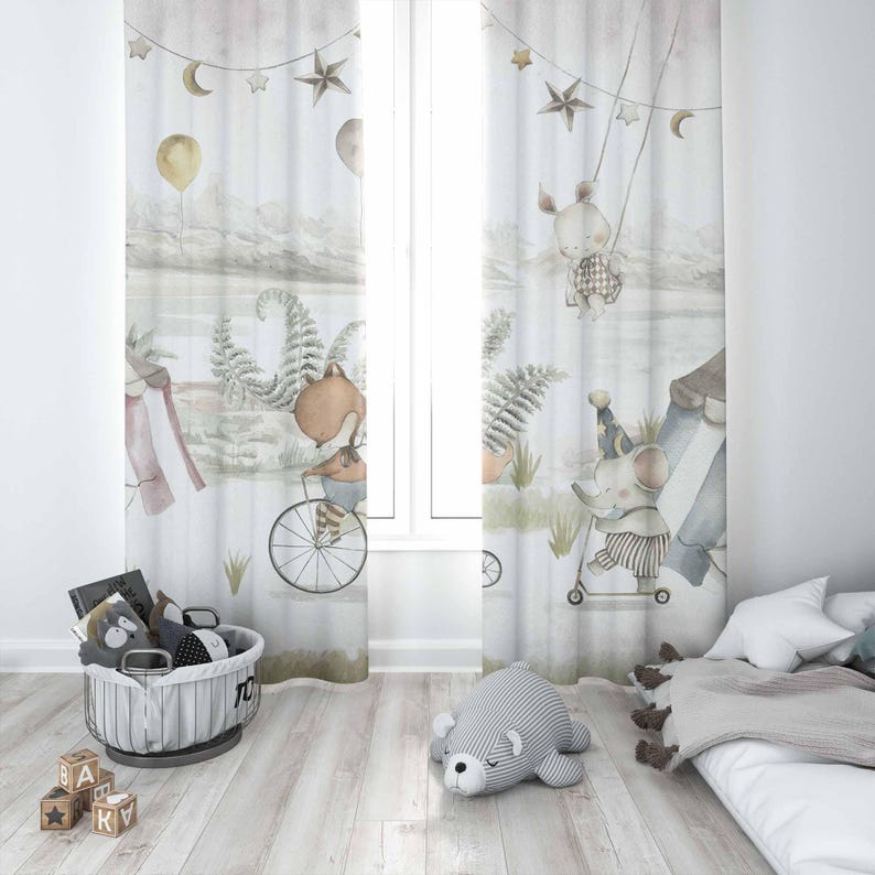 Цирковые шторы с животными, де – обзор и цена Baby Nursery Curtains