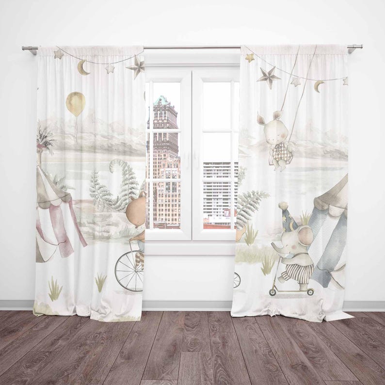 Цирковые шторы с животными, де – обзор и цена Baby Nursery Curtains