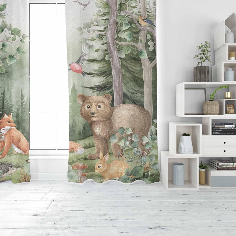 Шторы с лесными животными, дет – обзор и цена Baby Nursery Curtains