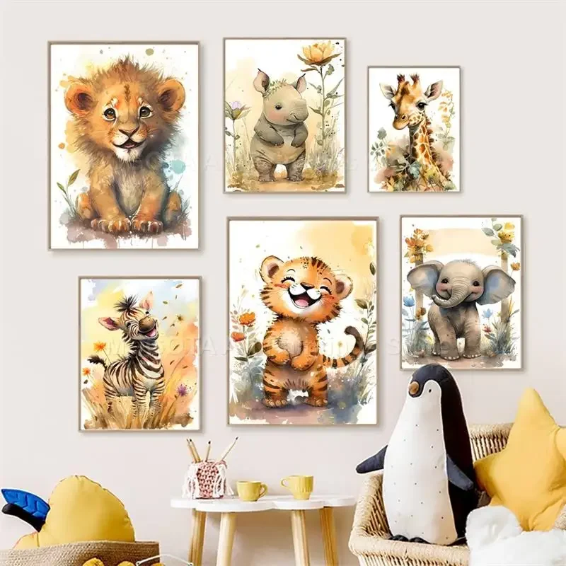 Акварель Лев Жираф Тигр Слон З – обзор и цена Baby Zebra Nursery