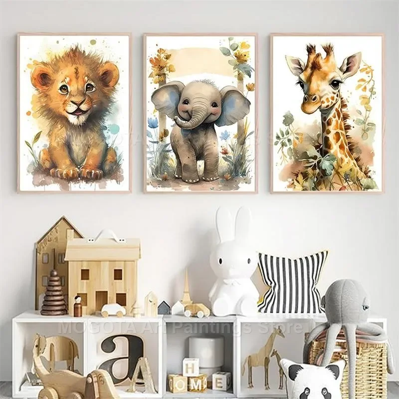 Акварель Лев Жираф Тигр Слон З – обзор и цена Baby Zebra Nursery