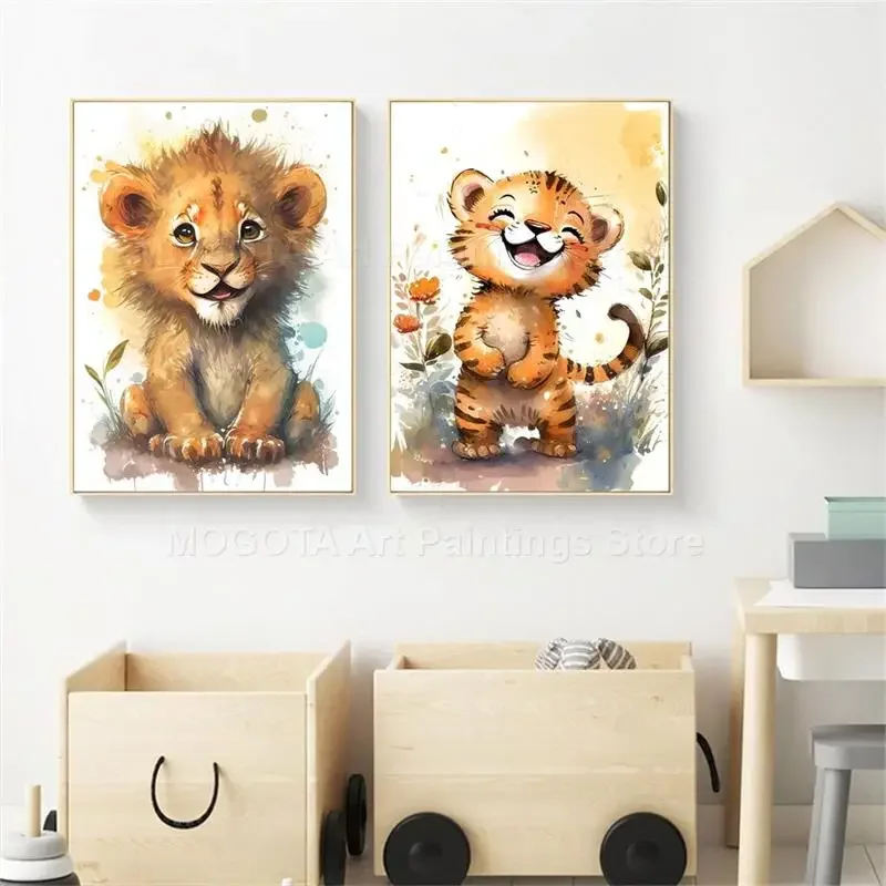 Акварель Лев Жираф Тигр Слон З – обзор и цена Baby Zebra Nursery