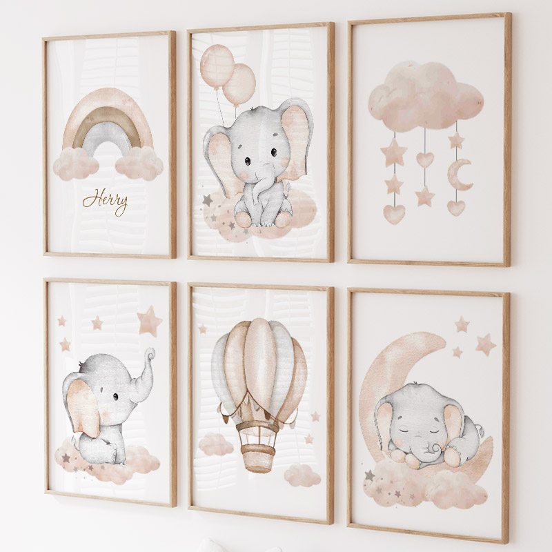 Милый слон, горячий воздушный  – обзор и цена Baby Nursery Paintings