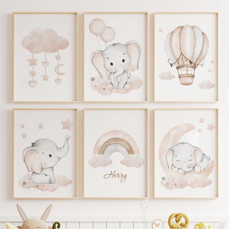 Милый слон, горячий воздушный  – обзор и цена Baby Nursery Paintings