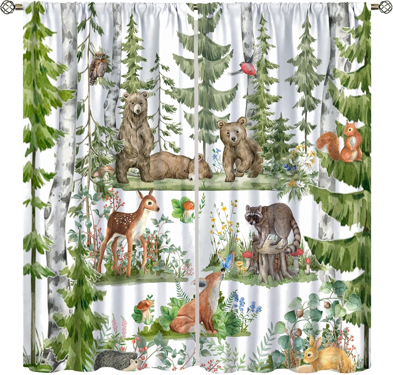 Шторы с лесными животными для  – обзор и цена Baby Nursery Curtains