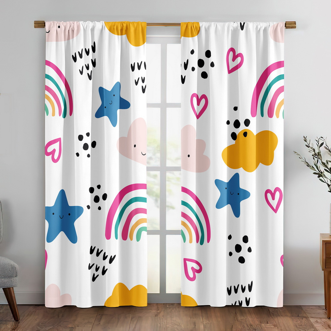 Милые занавески с радужными зв – обзор и цена Baby Nursery Curtains