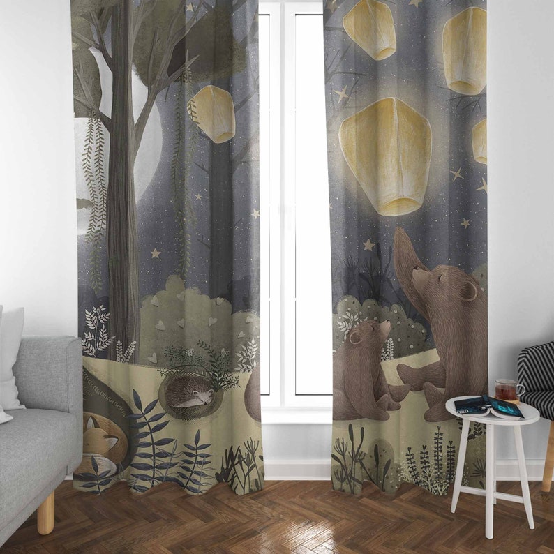Лесные детские шторы с изображ – обзор и цена Baby Nursery Curtains