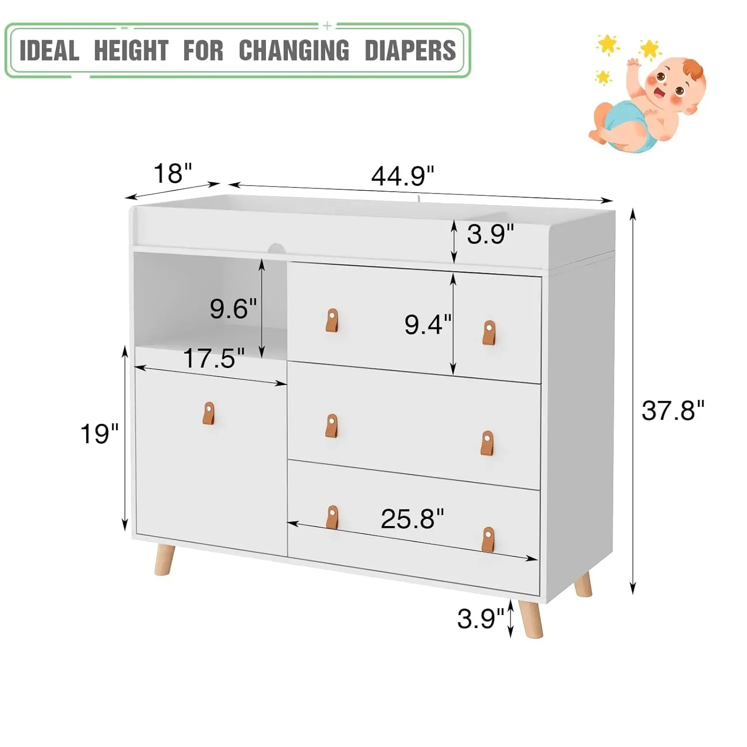 Детский комод-пеленальный стол – обзор и цена Baby Nursery Chest Of Drawers