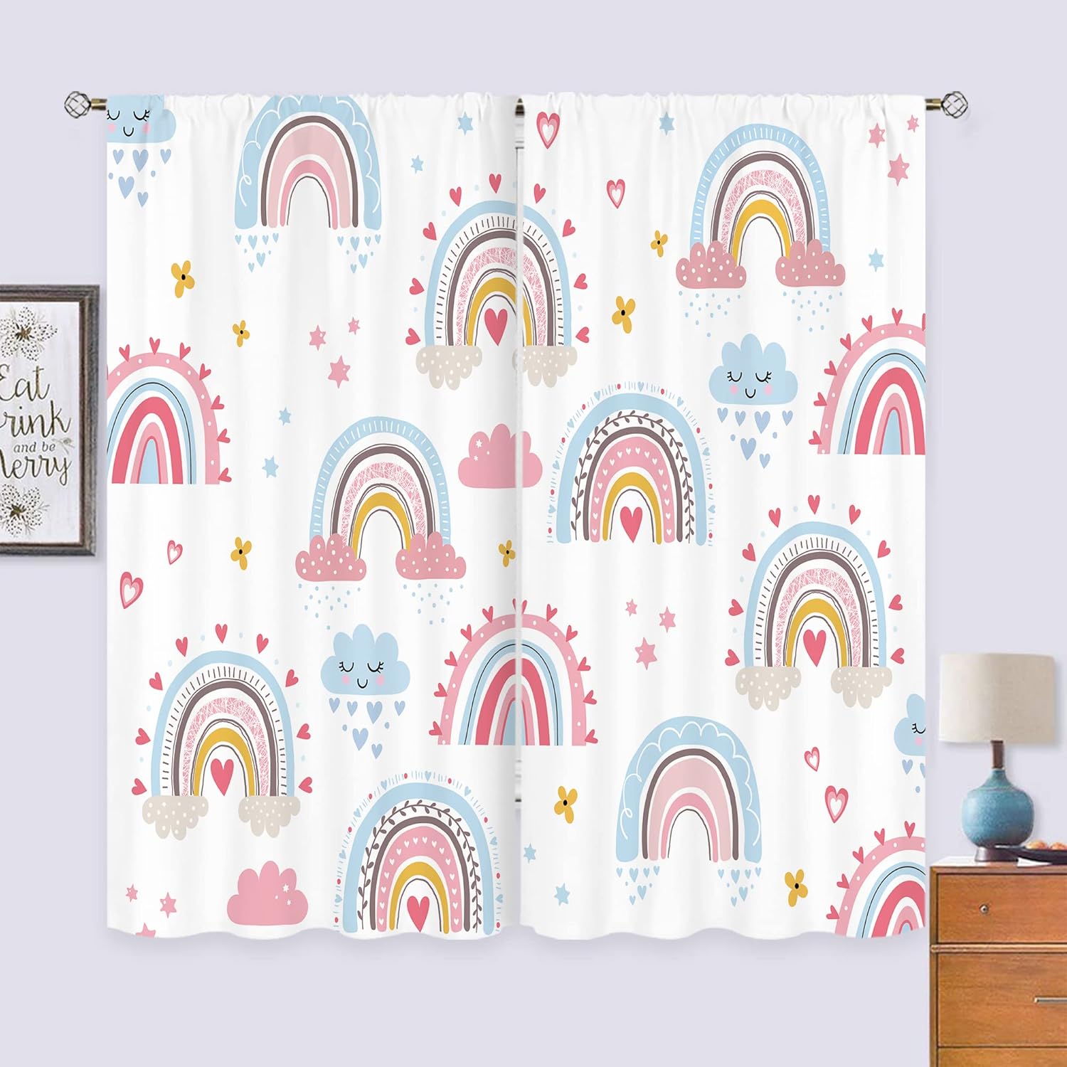 Розовые Радужные шторы в стиле – обзор и цена Baby Nursery Curtains