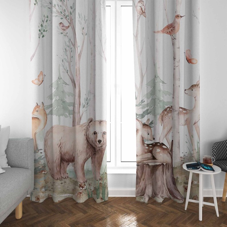 Шторы с лесными животными, дет – обзор и цена Baby Nursery Curtains