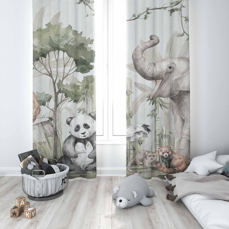 Шторы с животными в стиле сафа – обзор и цена Baby Nursery Curtains