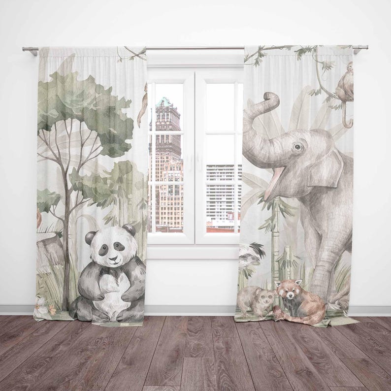 Шторы с животными в стиле сафа – обзор и цена Baby Nursery Curtains
